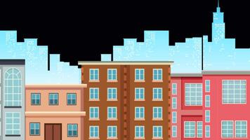 Flowing From Right To Left The City View On Alpha Channel 2D Cartoon Animation video