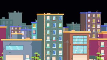 Flowing From Right To Left The City View On Alpha Channel 2D Cartoon Animation video