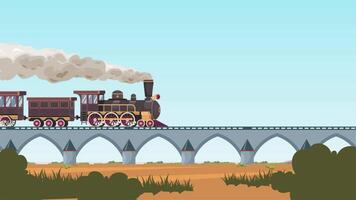 Train Moving in Bridge Animation 2D Cartoon Animation video