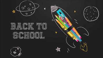 Back to School with Rocket Launching in the Background 2D Cartoon Animation video