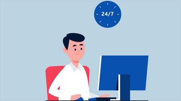 Male Person Ordering Sofa from Computer Animation 2D Cartoon Animation video