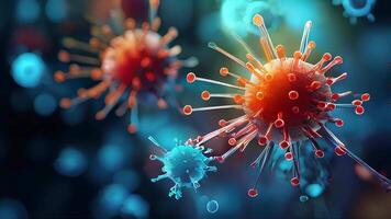 Close up under a microscope view of abstract viruses background video