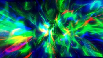A vibrant and dynamic abstract swirling patterns of green, blue, and red light, creating a sense of motion and energy. Perfect for backgrounds, technology themes, or creative video