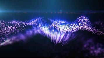 A mesmerizing display of purple glowing particle waves, representing abstract energy flows against a dark background video