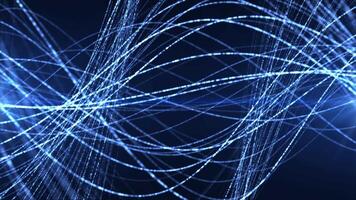 Abstract waves from lines and dots of particles of glowing swirling futuristic hi-tech. Abstract background. seamless loop video