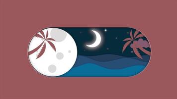 A button that switches day to night mode. Paper cutout style animation. Sun and moon, light and dark mode switch button video