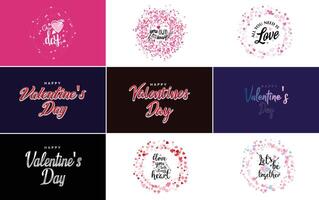 illustration of a heart shaped wreath with Happy Valentine s Day text vector