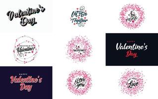 Happy Valentine s Day typography poster with handwritten calligraphy text isolated on white background vector