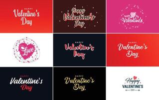 Happy Valentine s Day greeting card template with a romantic theme and a red and pink color scheme vector