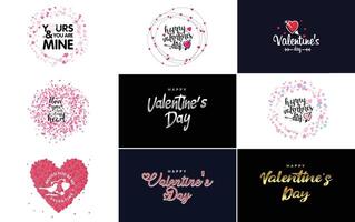 illustration of a heart shaped wreath with Happy Valentine s Day text vector
