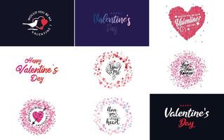 Love word art design with a heart shaped gradient background vector