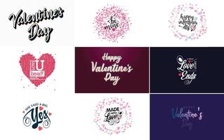 Happy Valentine s Day text hand lettering typography poster on red gradient background illustration suitable for use in design of romantic quote postcards vector