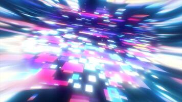un' vibrante, astratto con colorato raggiante piazze nel movimento video