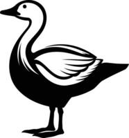 Simple black and white illustration of a duck, perfect for logo design, children s books, and more vector
