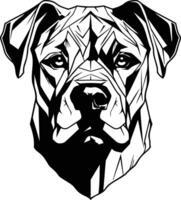 Geometric illustration of a bulldog s head in black and white vector