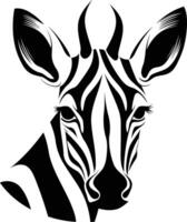 A striking black and white illustration of a zebra s face, perfect for tattoo designs, graphic tees, and wildlife themed projects vector