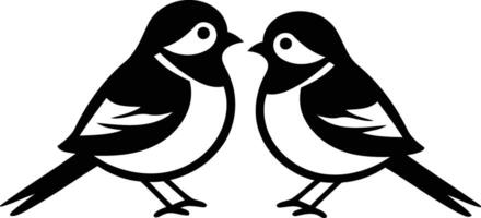 A simple yet sweet design of two birds facing each other vector