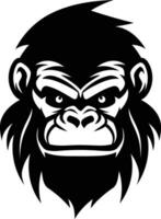 A powerful and striking illustration of a gorilla s face, rendered in bold black and white vector