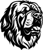 A bold, black and white illustration of a saint bernard dog s head in profile vector