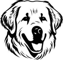Black and white illustration of a dog s head with a friendly expression, perfect for pet themed projects and designs vector