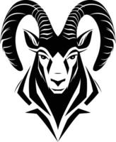 Bold and striking black and white illustration of a ram s head, perfect for branding, tattoos, and logo design vector