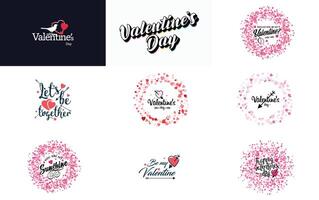 illustration of a heart shaped wreath with Happy Valentine s Day text vector