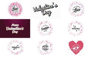 Happy Valentine s Day greeting card template with a romantic theme and a red color scheme vector