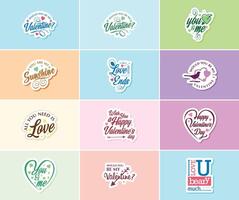 Love is in the Air Valentine s Day Typography and Graphic Design Stickers vector