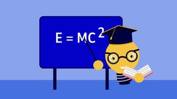 light bulb teaching using a blackboard, visualizing education, school and learning video