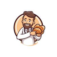 Baker with a croissant element illustration on white background vector