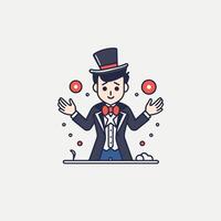 Illustration of a magician in a tuxedo juggling balls vector