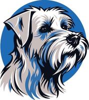 A striking illustration of a schnauzer s head, featuring bold lines and a minimalist, modern style vector