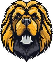 Powerful and majestic, this illustration depicts a golden lion s head, its fierce expression and sharp gaze conveying strength and authority vector