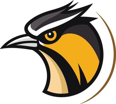 A bold and colorful logo design featuring a bird s head with a sharp beak vector