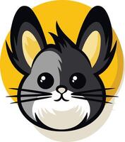 Adorable cartoon rabbit with big eyes and a playful smile, set against a bright yellow background vector