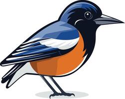 A colorful and cartoon style illustration of a bird with blue and orange plumage, perfect for branding, children s books, and nature themed designs vector
