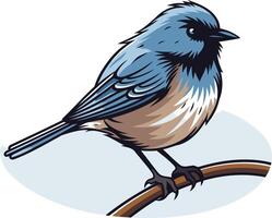 A vibrant bluebird perched on a branch, with detailed plumage and a cute expression vector
