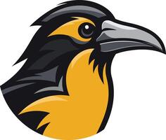 A powerful and striking illustration of a bird s head, featuring bold colors and sharp lines vector