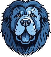 A bold and striking illustration of a dog s head, rendered in a cool blue color scheme vector