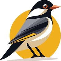 A stylized cartoon bird in vibrant colors, with a yellow background vector