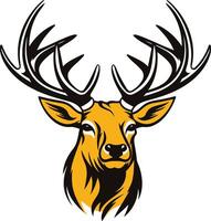 A bold and striking illustration of a deer s head with large antlers vector