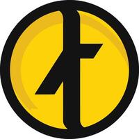 Abstract logo design featuring a stylized t within a yellow circle vector
