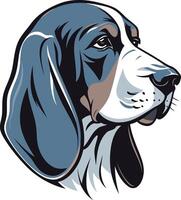 A striking illustration of a basset hound s head, featuring a bold, stylized design vector