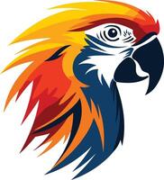 A colorful and bold illustration of a parrot s head, perfect for use as a logo, mascot, or design element vector