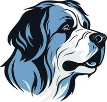 A striking illustration of a saint bernard dog s head in profile, rendered in a bold, graphic style vector