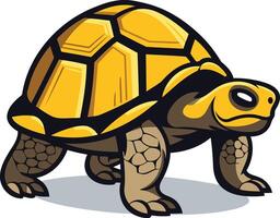 Cartoon illustration of a yellow tortoise walking forward with a determined expression vector