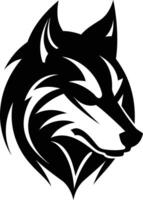 A bold, black and white illustration of a wolf s head, perfect for creating a strong and powerful brand identity vector