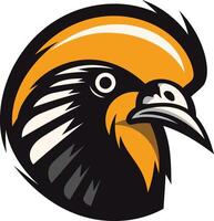 Bold and graphic illustration of a stylized bird s head with a distinctive crest vector