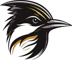 A bold and striking element illustration of a bird s head in black and yellow, perfect for logos, branding, and sports team mascots vector