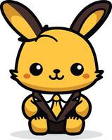 Cute bunny rabbit wearing a suit, perfect for kids clothing, branding, or social media vector